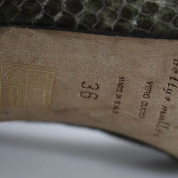 Bettye Muller Green Leather Snake Pumps 36 - Picture 6 of 6